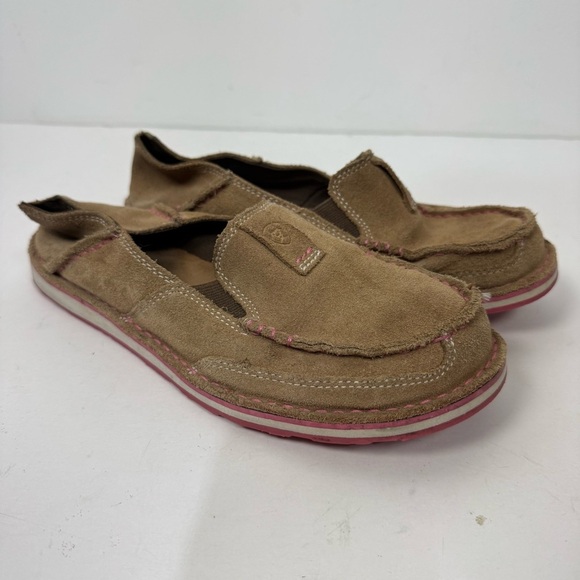 Ariat Shoes - Ariat Brown Leather Suede Slip On Loafers Shoes Western Rodeo